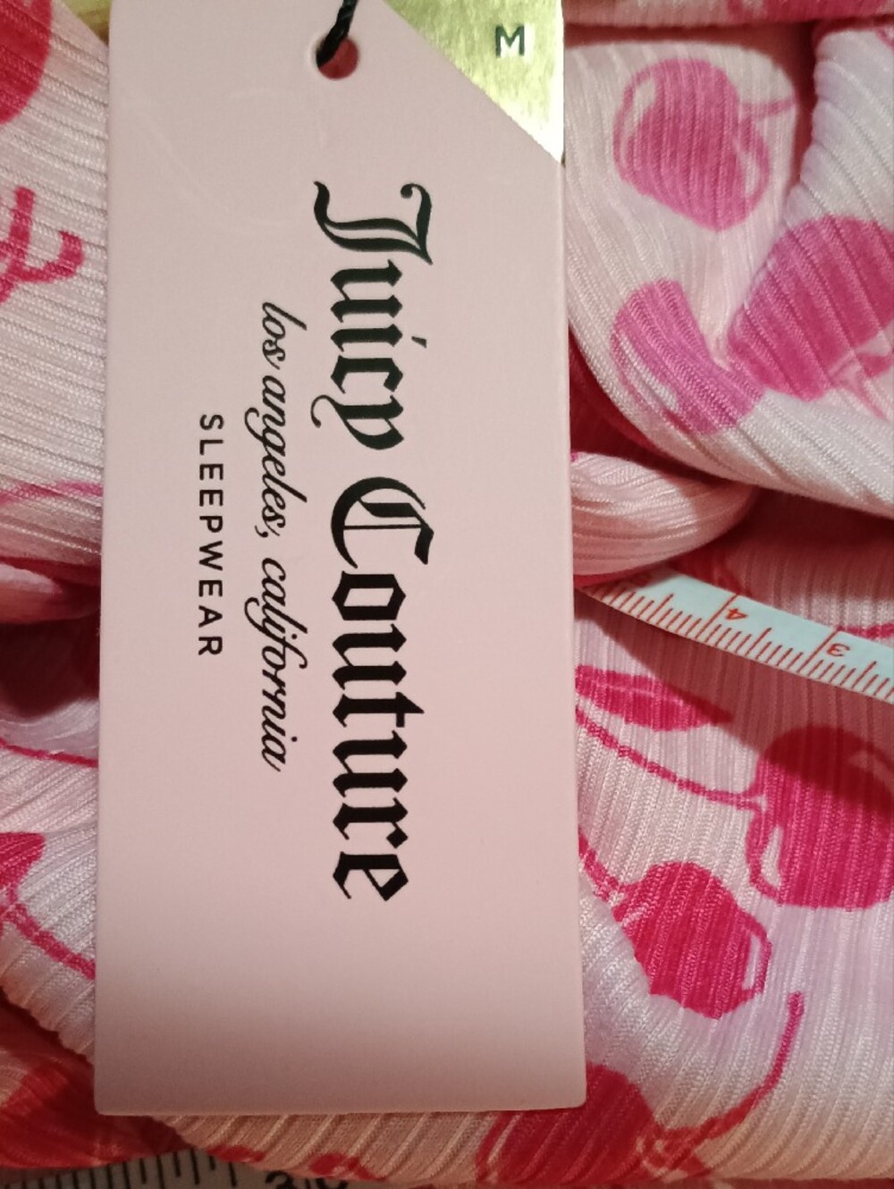 NWT Juicy Couture Sleepshirt JC Cherry Toss Pink Button Nightgown Size Medium - Picture 11 of 12